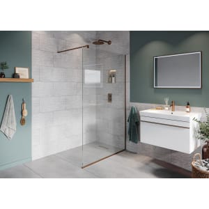 Hadleigh 8mm Brushed Bronze Frameless Wetroom Screen with Wall Arm - 800mm Price Comparisons | Compare The Build