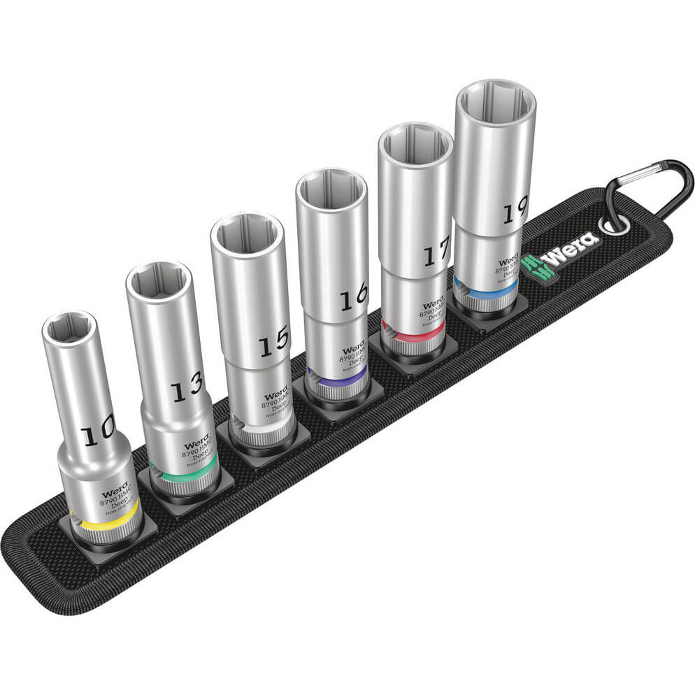 Wera 6 Piece 1/2" Drive Deep Hexagon Socket Set on Belt 1/2" Price Comparisons | Compare The Build