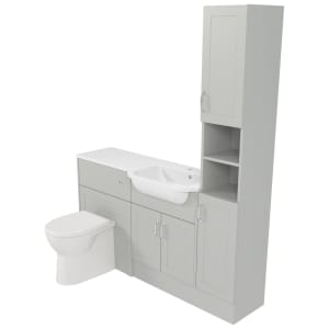 Deccado Padworth Whisper Grey Right Hand 1500mm Fitted Tower, Vanity & Toilet Pan Unit Combination with Right Hand Basin Price Comparisons | Compare The Build