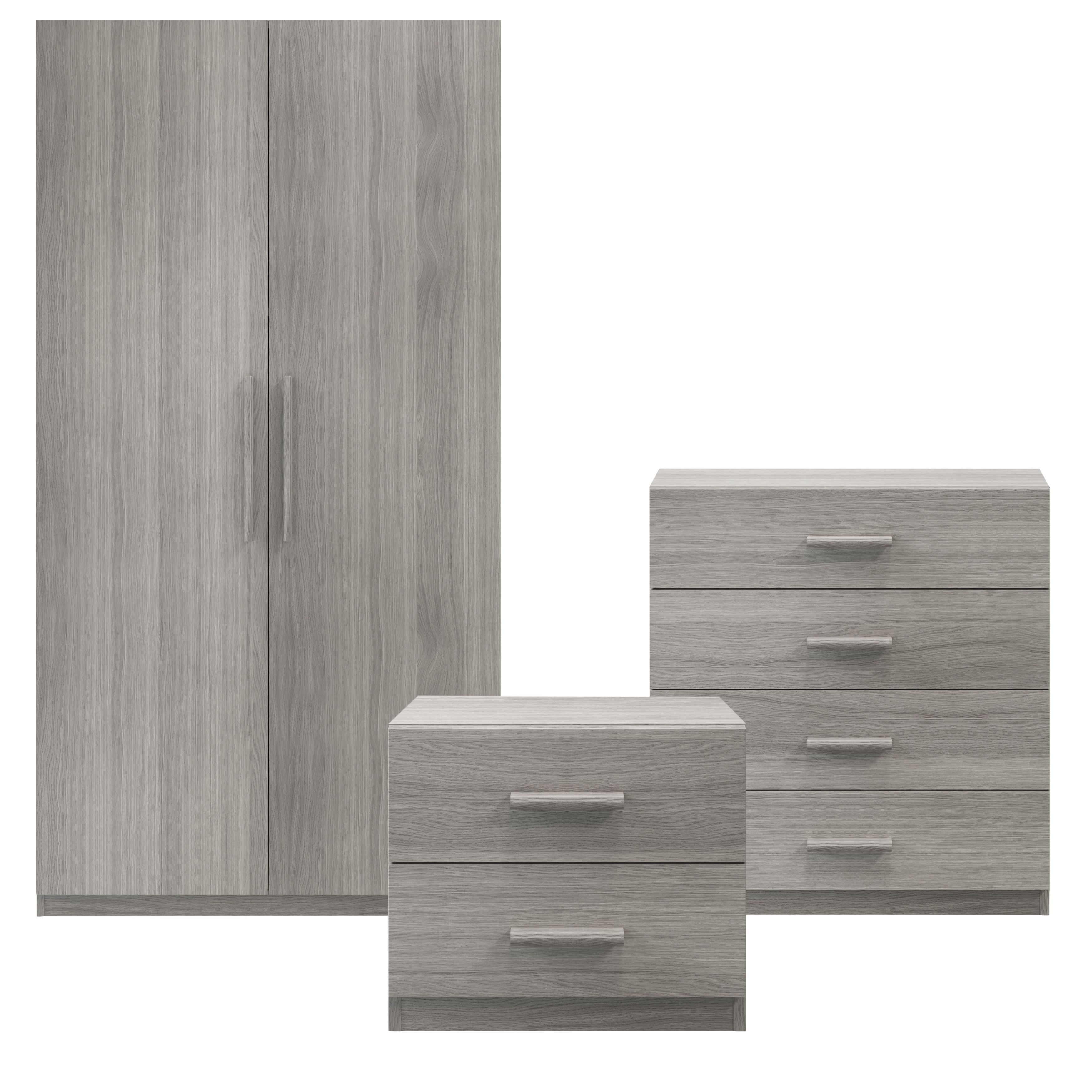 GoodHome Atomia Freestanding Matt Grey Oak Effect 3 Piece Bedroom Furniture Set Price Comparisons | Compare The Build