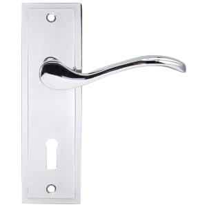 Lisbon Polished Chrome Lock Door Handle - 1 Pair Price Comparisons | Compare The Build