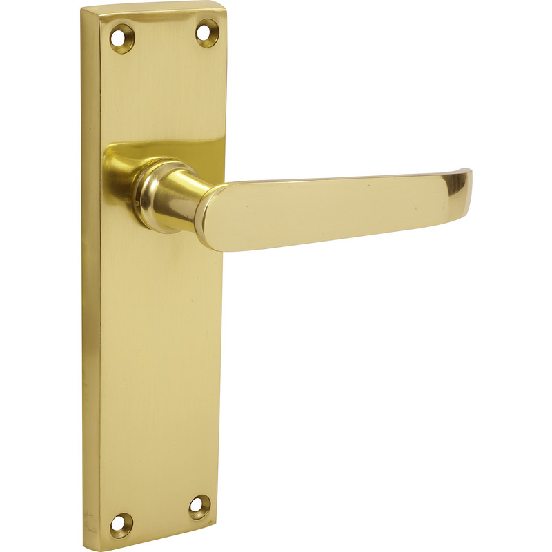 Unbranded Victorian Straight Door Handles Latch Brass (Pair) in Gold | Compare The Build