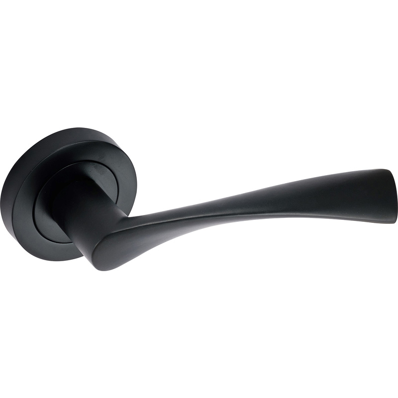 Eclipse Monza Lever on Rose Door Handles Matt (Pair) in Black Zinc/Aluminium | Compare The Build