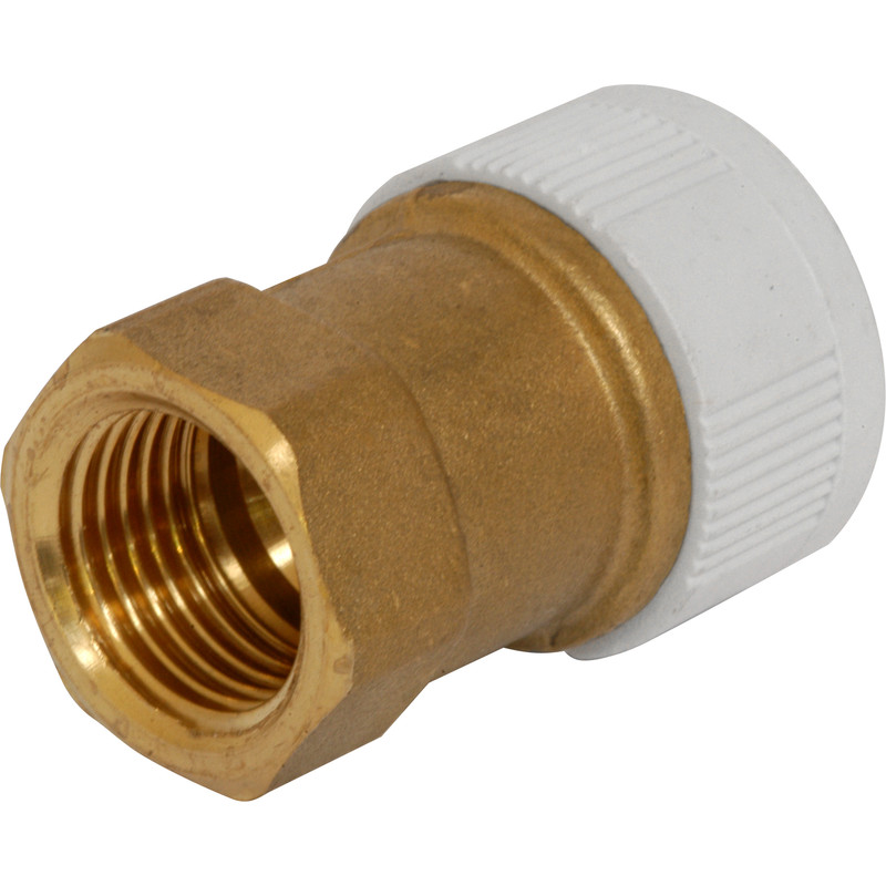 Unbranded BSP Adaptor 15mm x 1/2" Female in White Plastic/Brass | Compare The Build