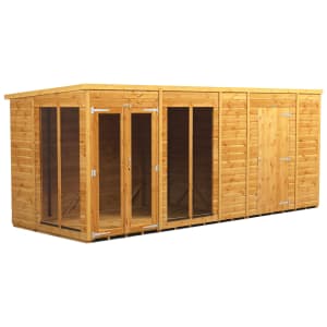 Power Sheds 16 x 6ft Pent Shiplap Dip Treated Summerhouse - Including 6ft Side Store Price Comparisons | Compare The Build