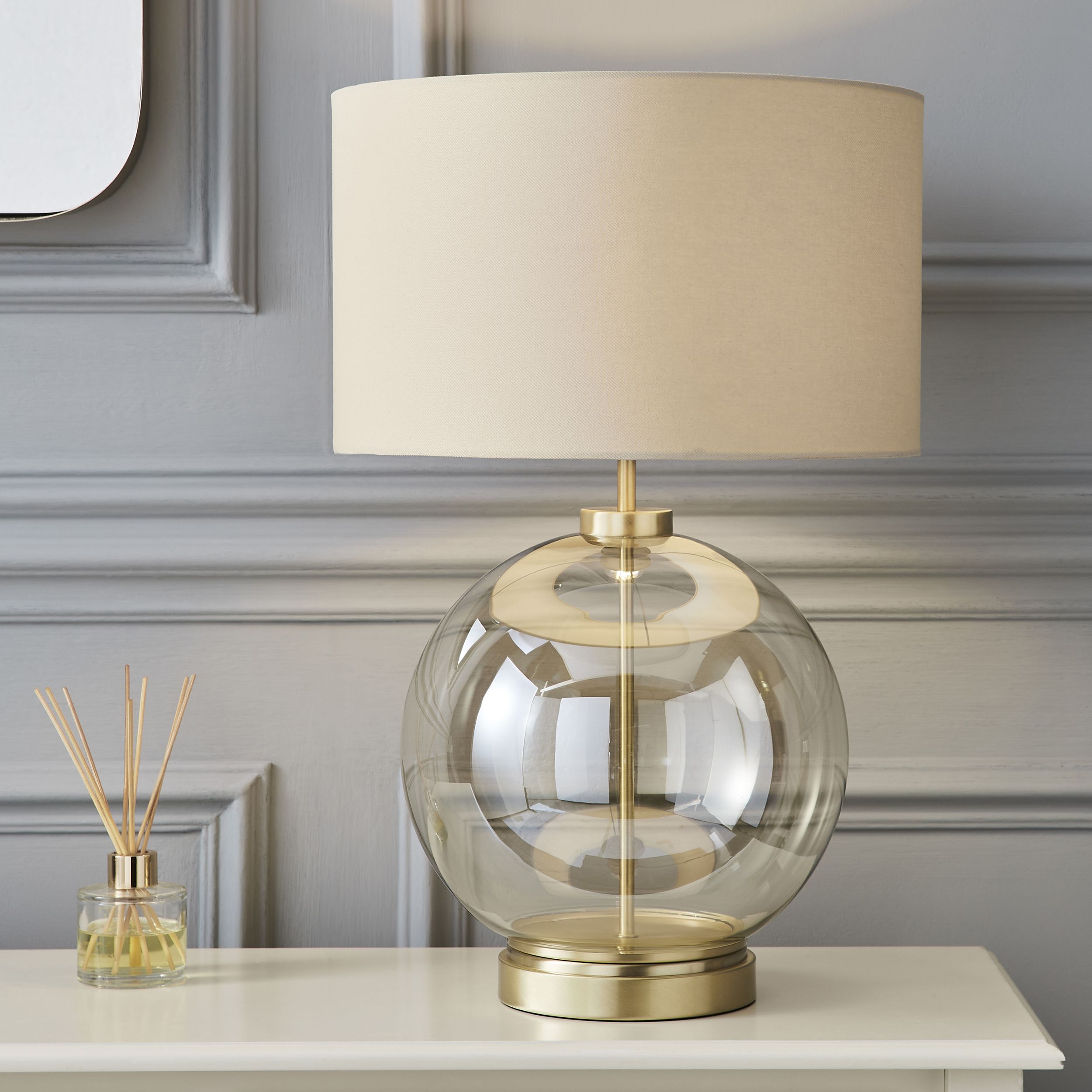 The Lighting Edit Carina Ball Satin Champagne Brass Effect Round Table Lamp Price Comparisons | Compare The Build