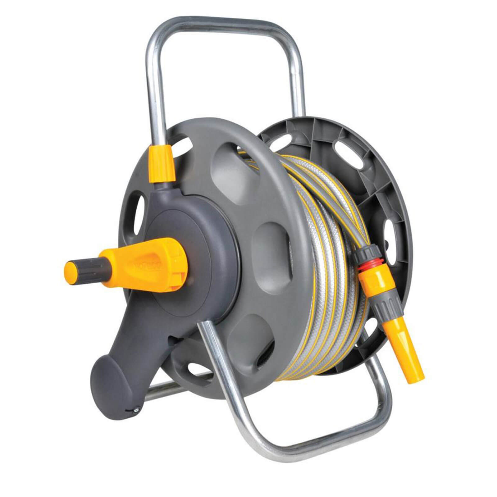 Hozelock Floor and Wall Mounted Hose Reel 1/2" / 12.5mm 25m Grey & Yellow Price Comparisons | Compare The Build