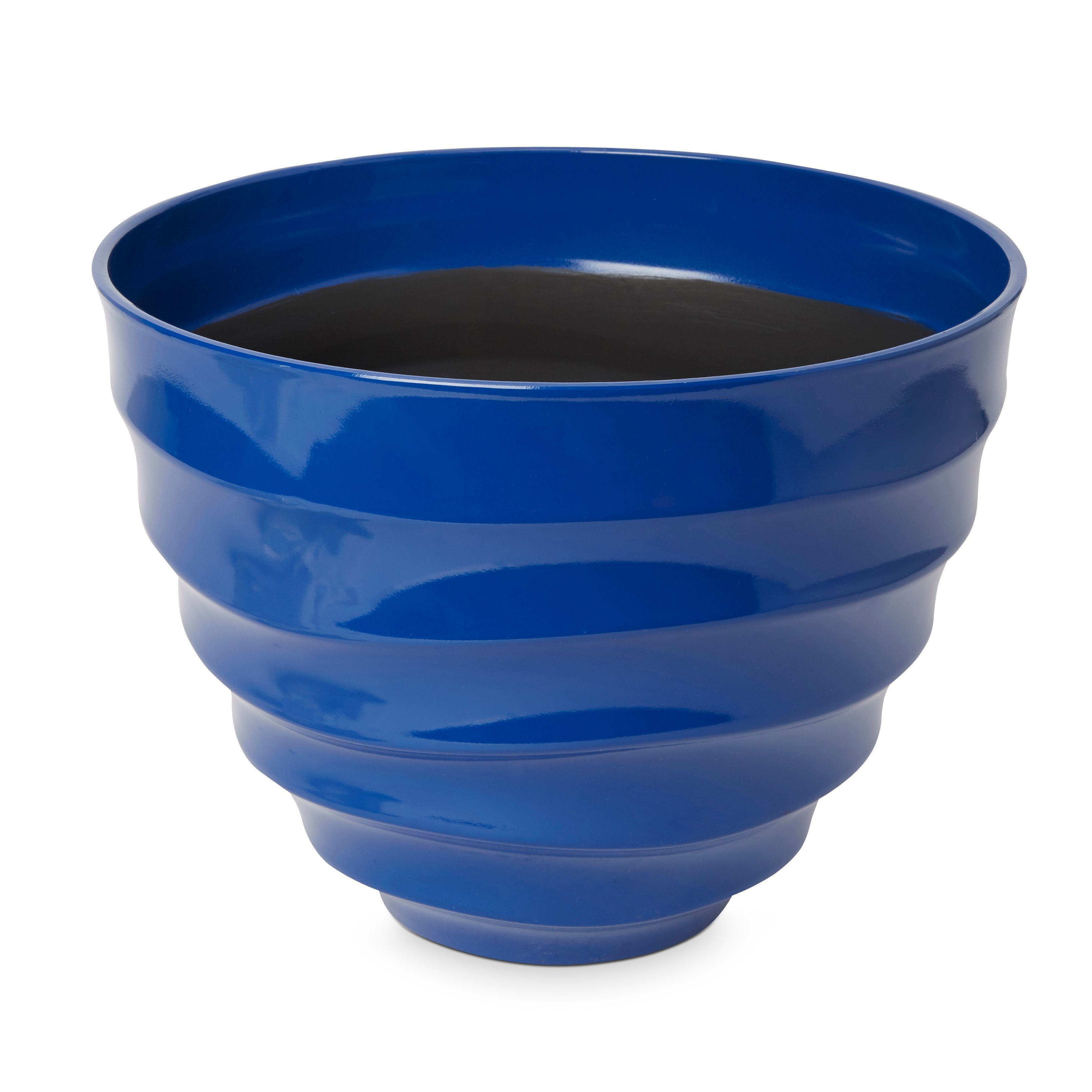 Blooma Momoka G Blue Plastic Ribbed Round Plant Pot (Dia)40Cm | Compare The Build