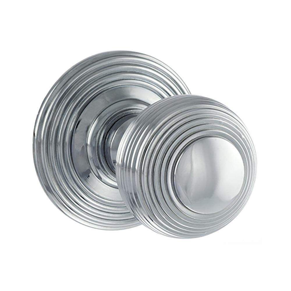 Atlantic Old English Ripon Solid Brass Reeded Mortice Knob on Concealed Fix Rose - Polished Chrome Atlantic UK OE50RMKPC | Compare The Build