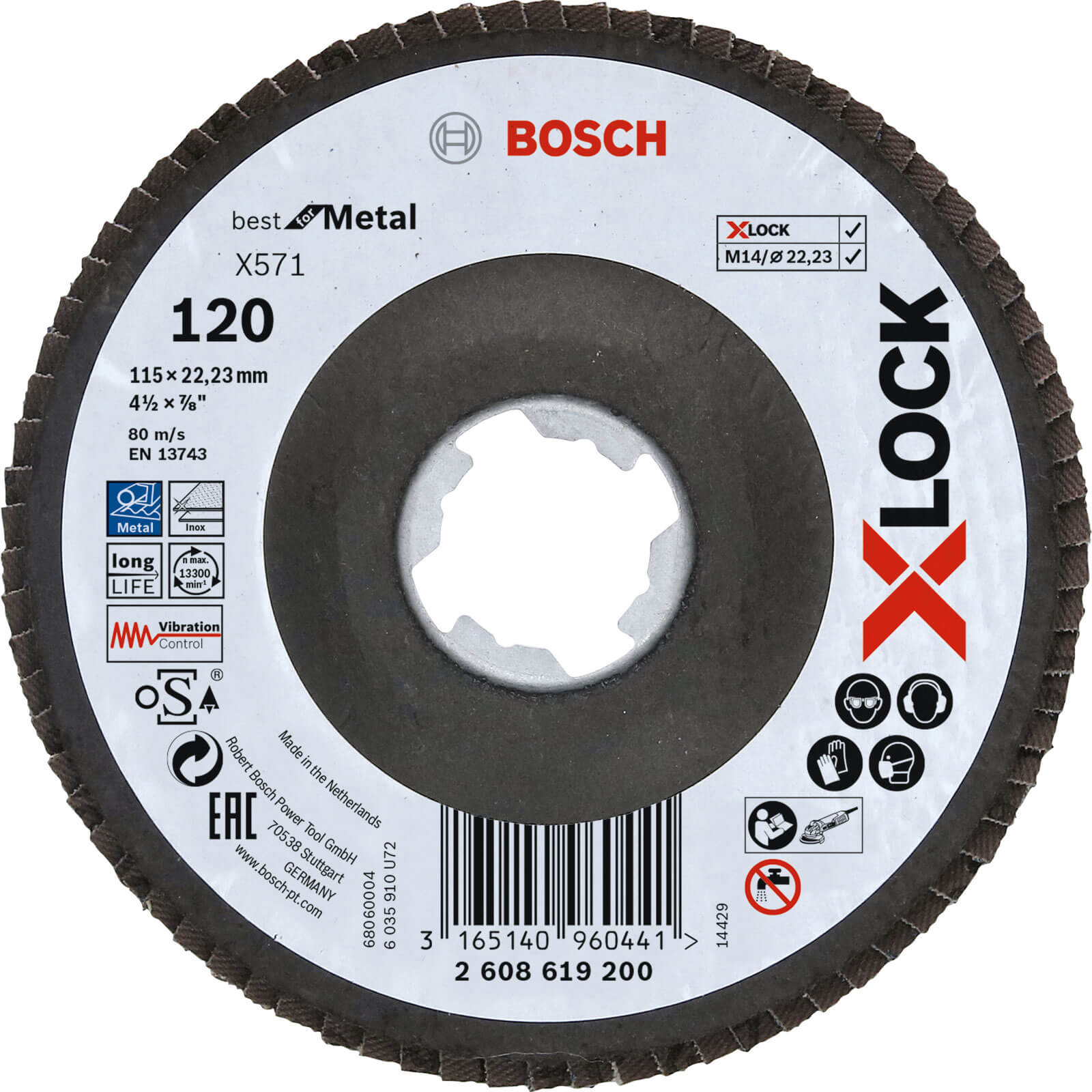 Bosch X Lock Zirconium Abrasive Flap Disc 115mm 120g Pack of 1 | Compare The Build