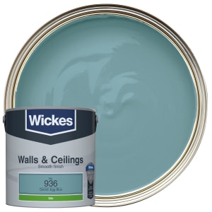 Wickes Vinyl Silk Emulsion Paint - Ostrich Egg Blue No.936 - 2.5L Price Comparisons | Compare The Build