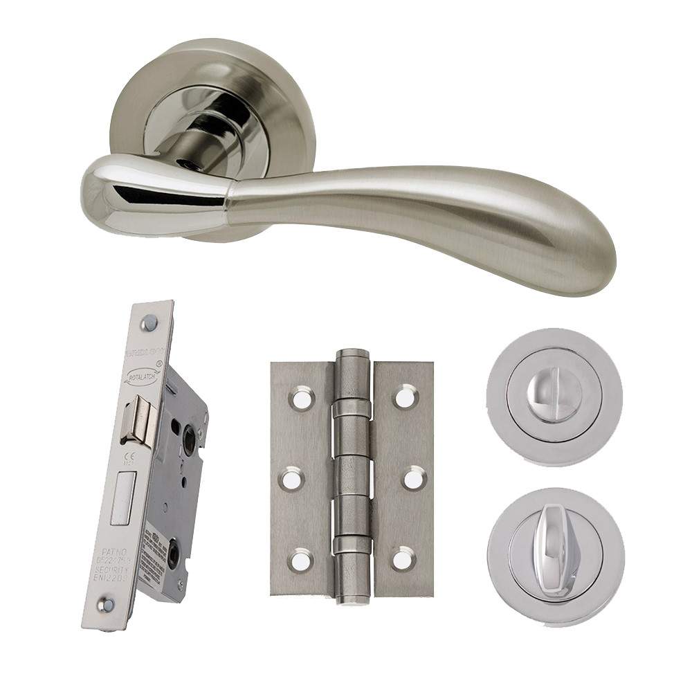 LPD Internal Polished Chrome Satin Nickel Venus Handle Hardware Pack - Bathroom LPD Doors HARDVENPRI | Compare The Build