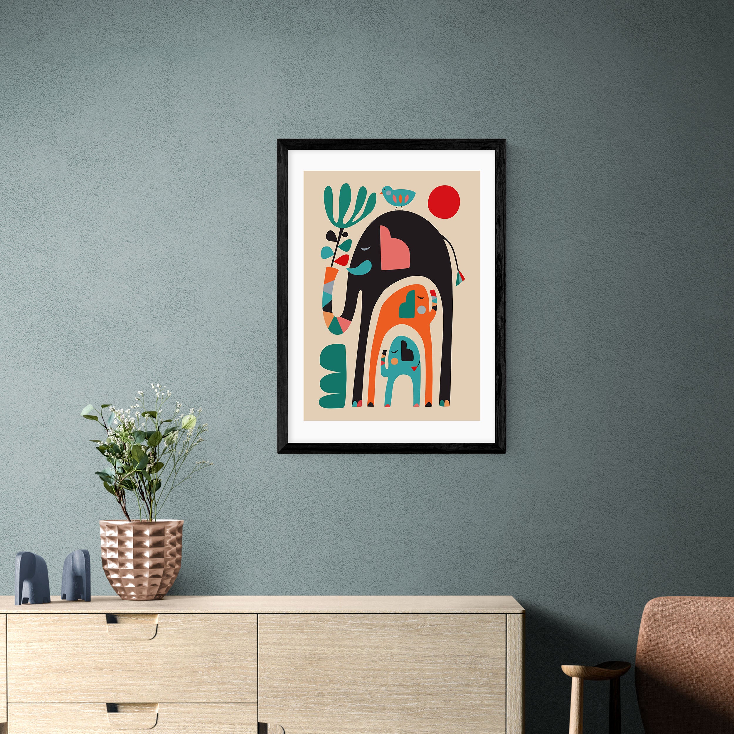 East End Prints Three Elephants Print by Rachel Lee MultiColoured Price Comparisons | Compare The Build