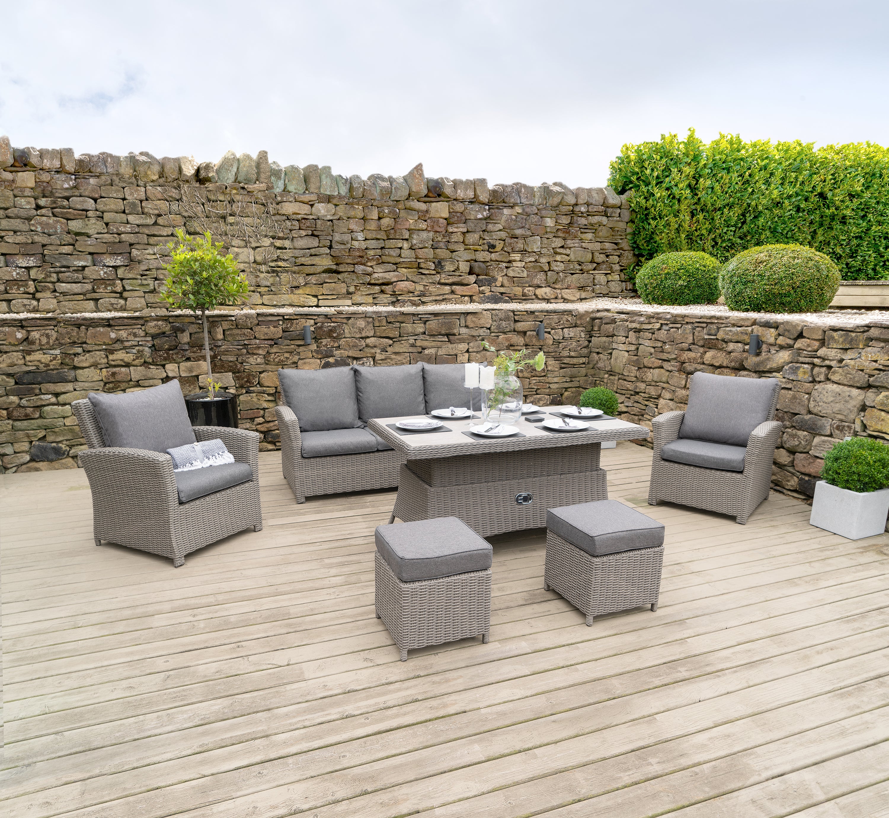 Barbados 3 Seater Rattan Lounge Set Slate (Grey) Price Comparisons | Compare The Build