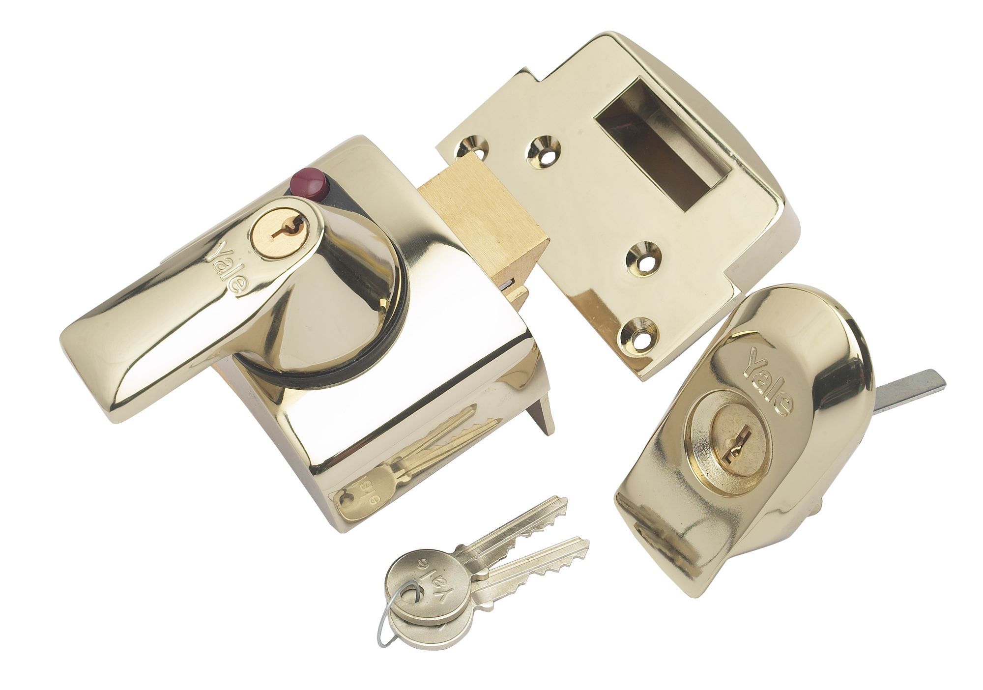 Yale Brass Effect Deadlock Night Latch, (H)90mm (W)90mm | Compare The Build