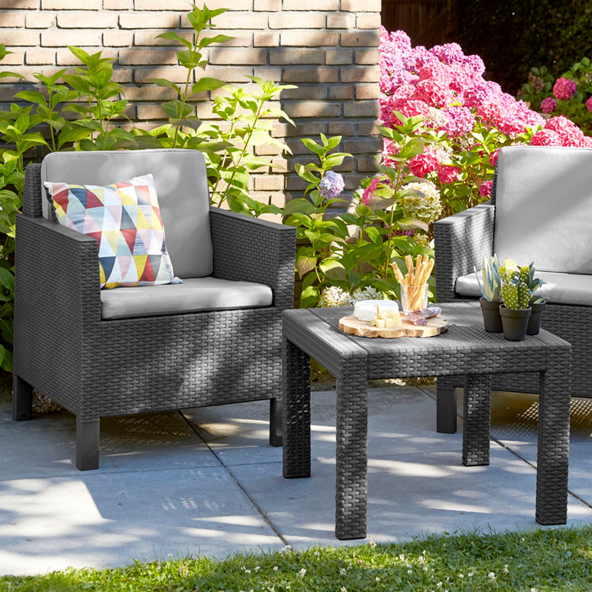 Chicago 2 Seater Balcony Set Grey Price Comparisons | Compare The Build