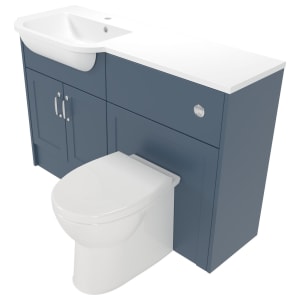 Deccado Padworth Juniper Blue Left Hand 1200mm Fitted Vanity & Toilet Pan Unit Combination with Left Hand Basin | Compare The Build