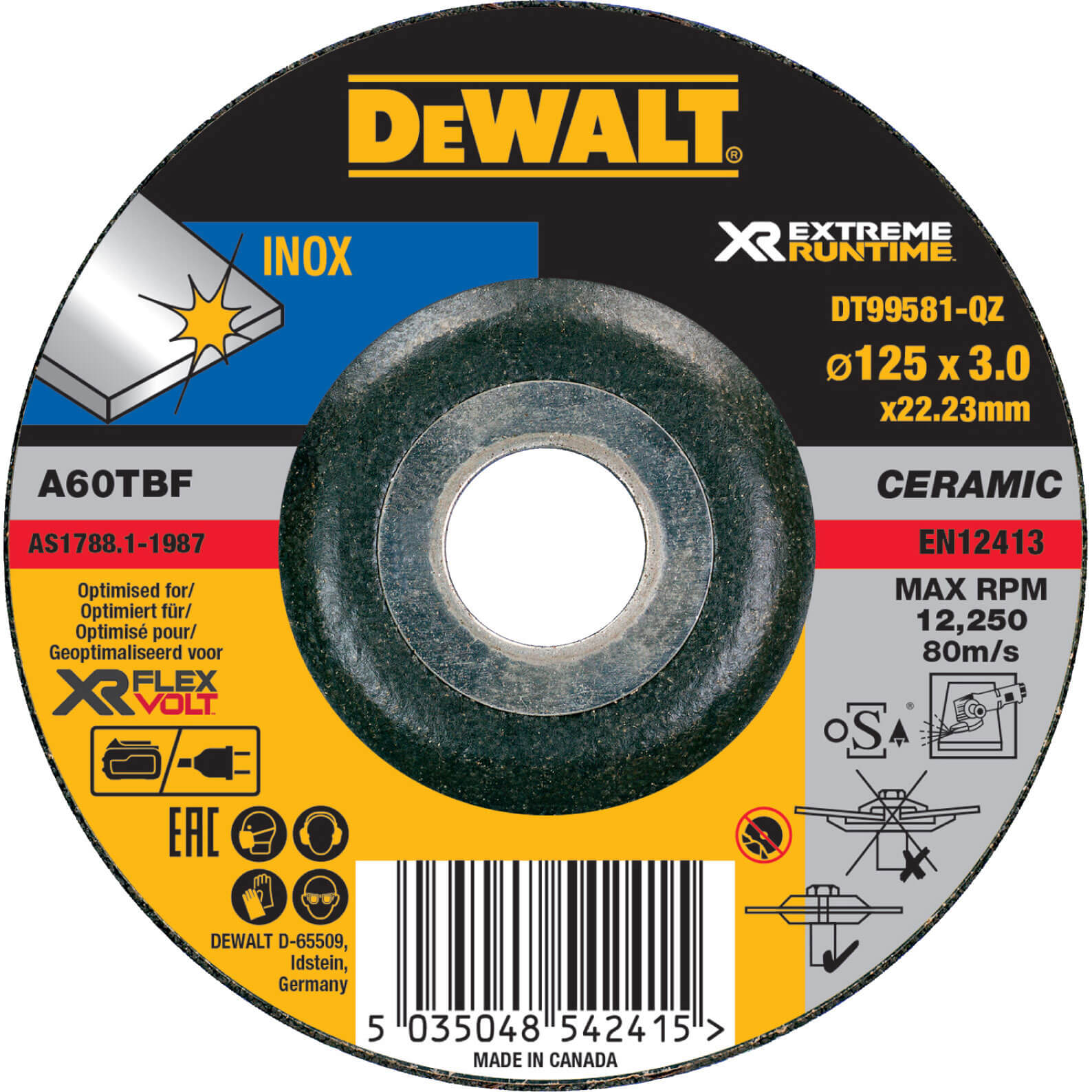 DeWalt Xtreme Runtime 125mm x 3mm Metal Grinding Disc | Compare The Build