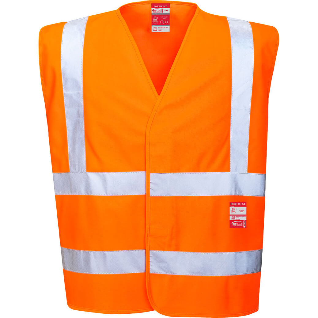 Biz Flame Hi Vis Flame Retardant Treated Vest Orange 4XL / 5XL Price Comparisons | Compare The Build