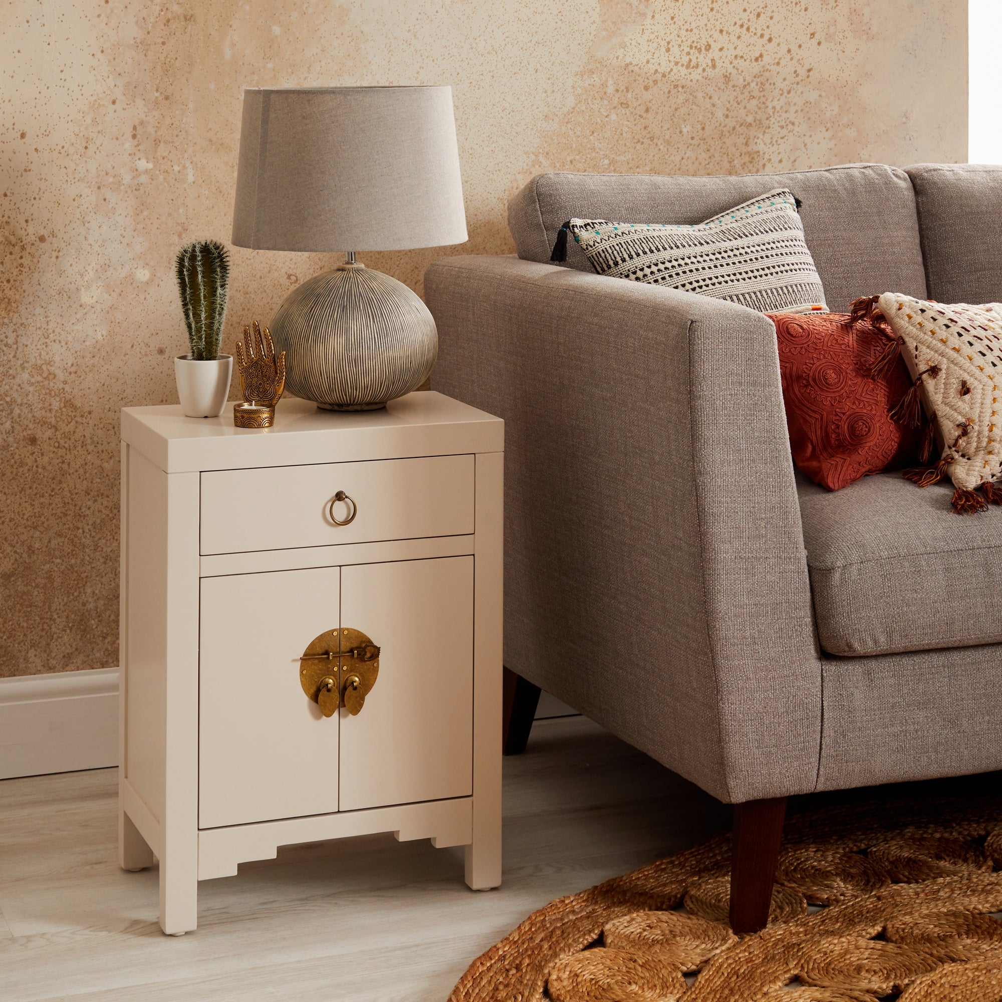 Hanna Small 1 Drawer & 1 Door Chest, Oyster Grey White and Brown Price Comparisons | Compare The Build