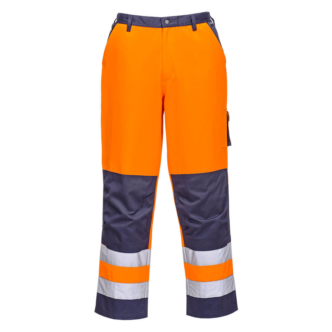 Portwest Lyon Hi Vis Work Trousers Orange / Navy 3XL 32" | Compare The Build