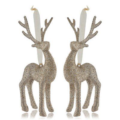 Champagne Glitter Effect 3D Reindeer Decoration, Set Of 2 Price Comparisons | Compare The Build