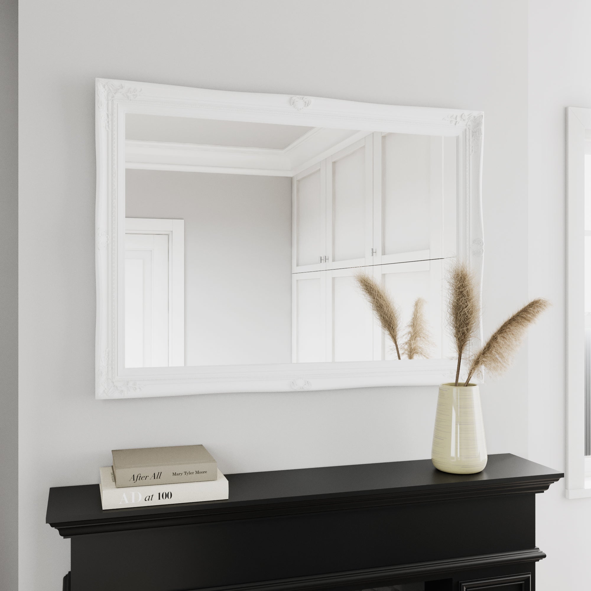 Swept Wall Mirror, White 104x74cm White Price Comparisons | Compare The Build