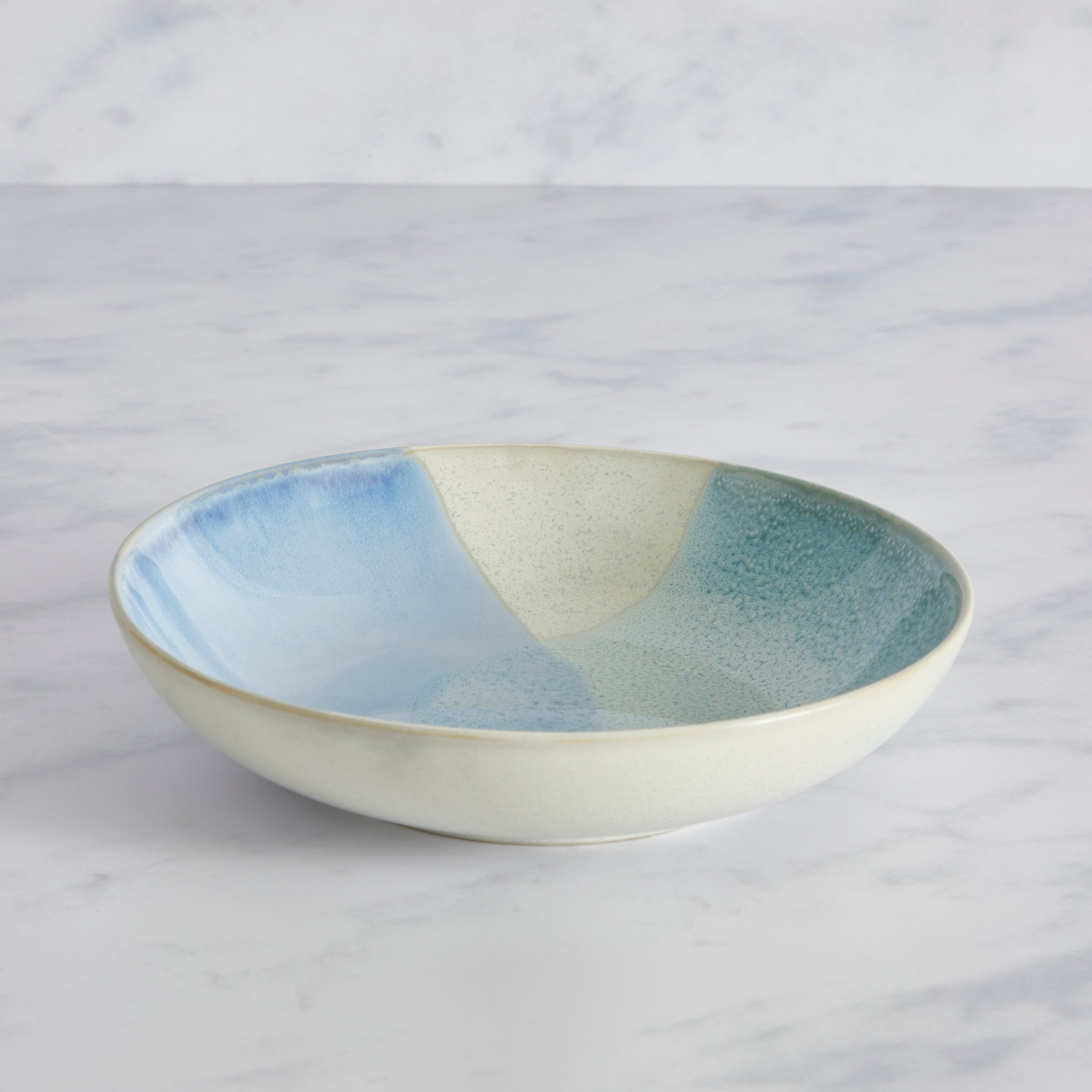 Lagoon 3 Dip Reactive Blue Stoneware Pasta Bowl Blue/White | Compare The Build