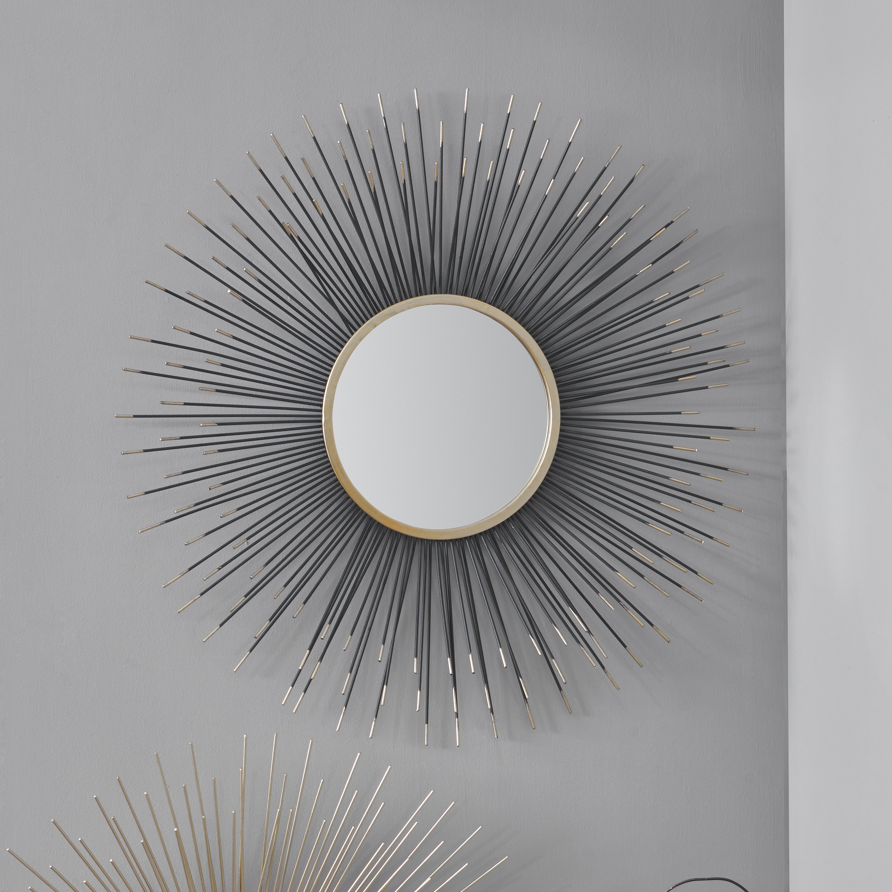 Starburst Round Wall Mirror, 81cm Black Price Comparisons | Compare The Build