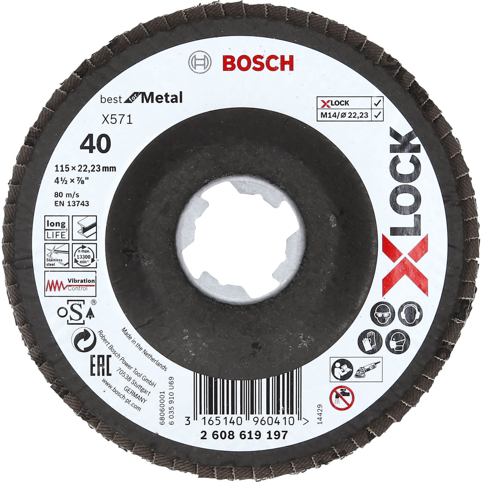 Bosch X Lock Zirconium Abrasive Flap Disc 115mm 40g Pack of 1 Price Comparisons | Compare The Build