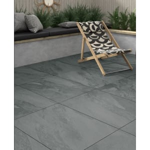 Winterburn Slate Black Matt Outdoor Porcelain Paving Tile - 600 x 900 x 20mm Price Comparisons | Compare The Build