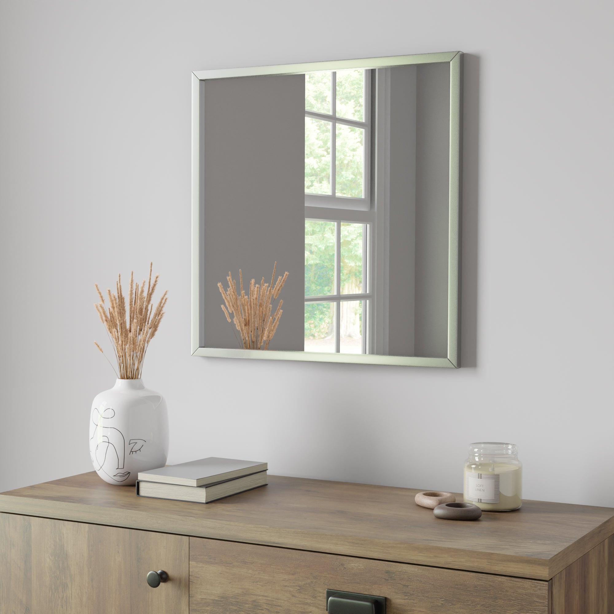 Essentials Square Mirror, Silver 55cm Silver Price Comparisons | Compare The Build