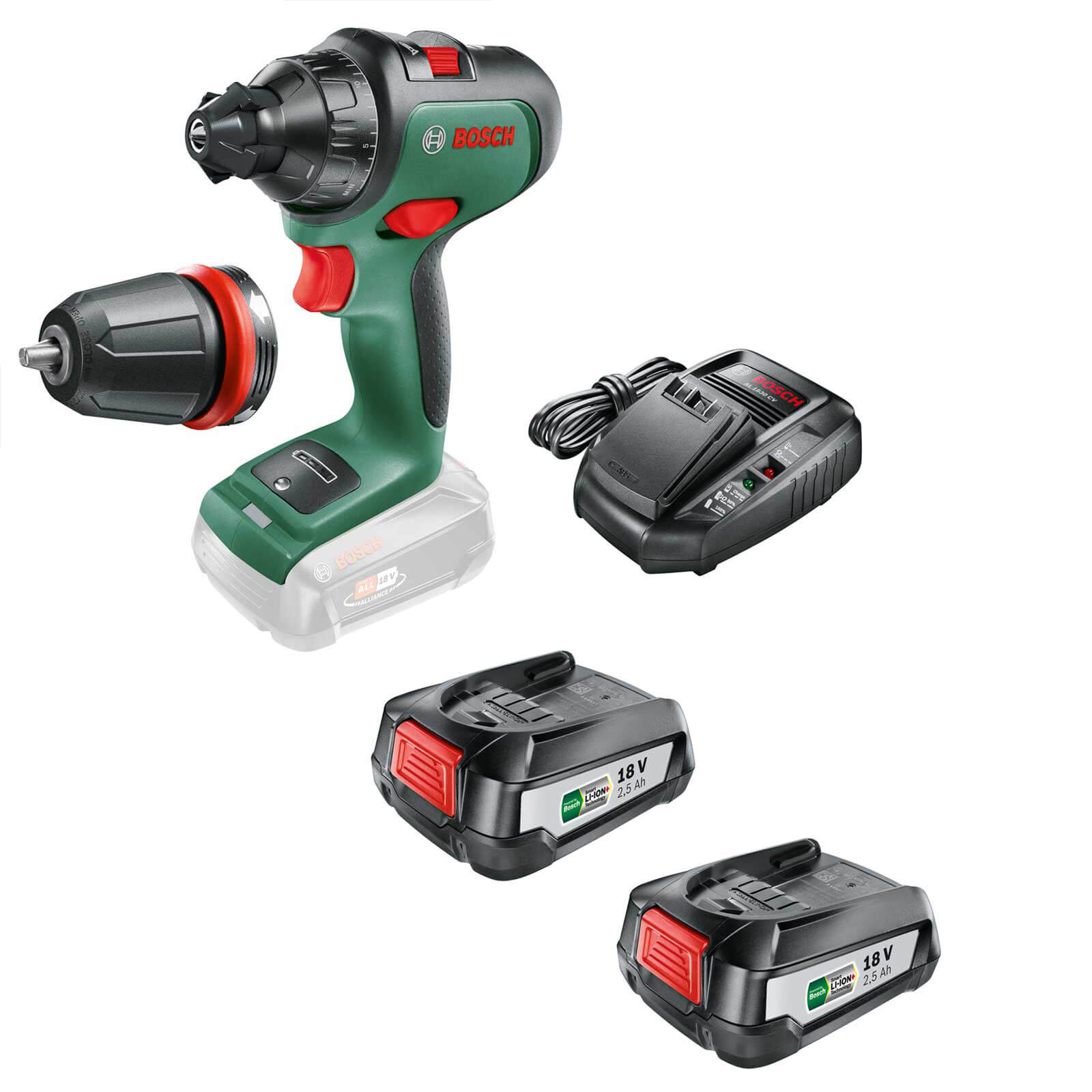 Bosch ADVANCEDDRILL 18v Cordless Drill Driver 2 x 2.5ah Li-ion Charger No Case | Compare The Build