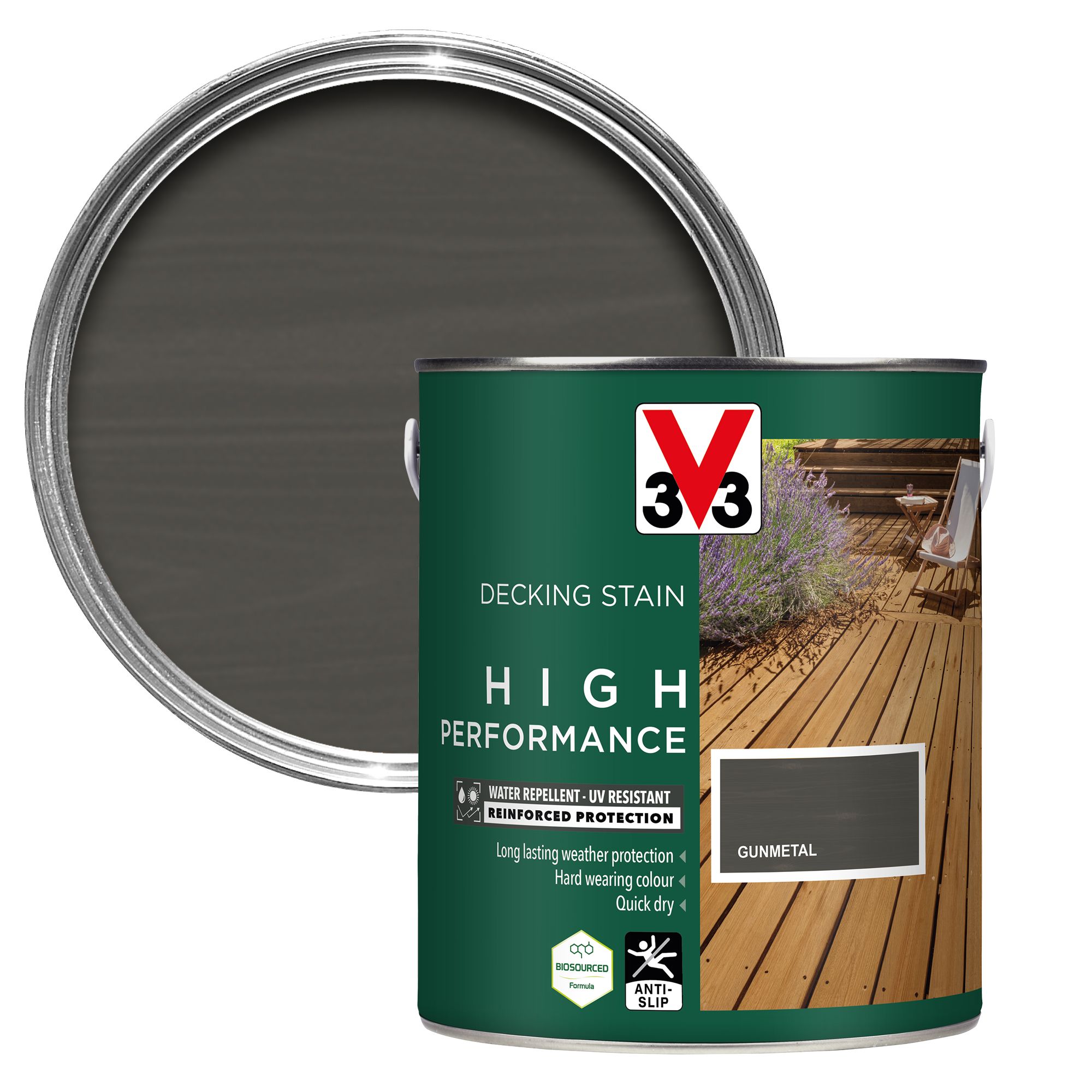 V33 High Performance Gunmetal Satin Quick Dry Decking Stain, 2.5L | Compare The Build