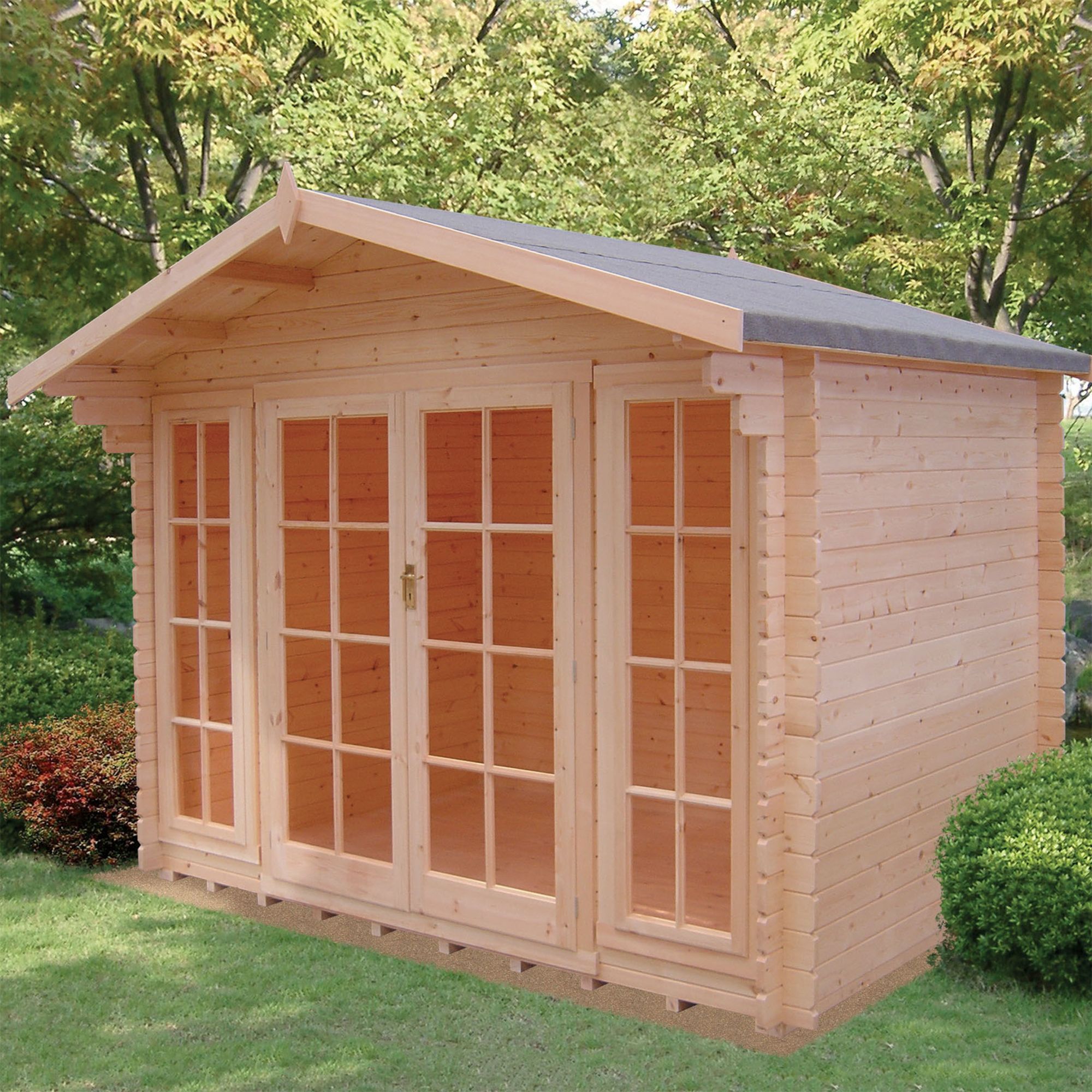 Shire Epping 10X8 Toughened Glass Apex Tongue & Groove Wooden Cabin Price Comparisons | Compare The Build