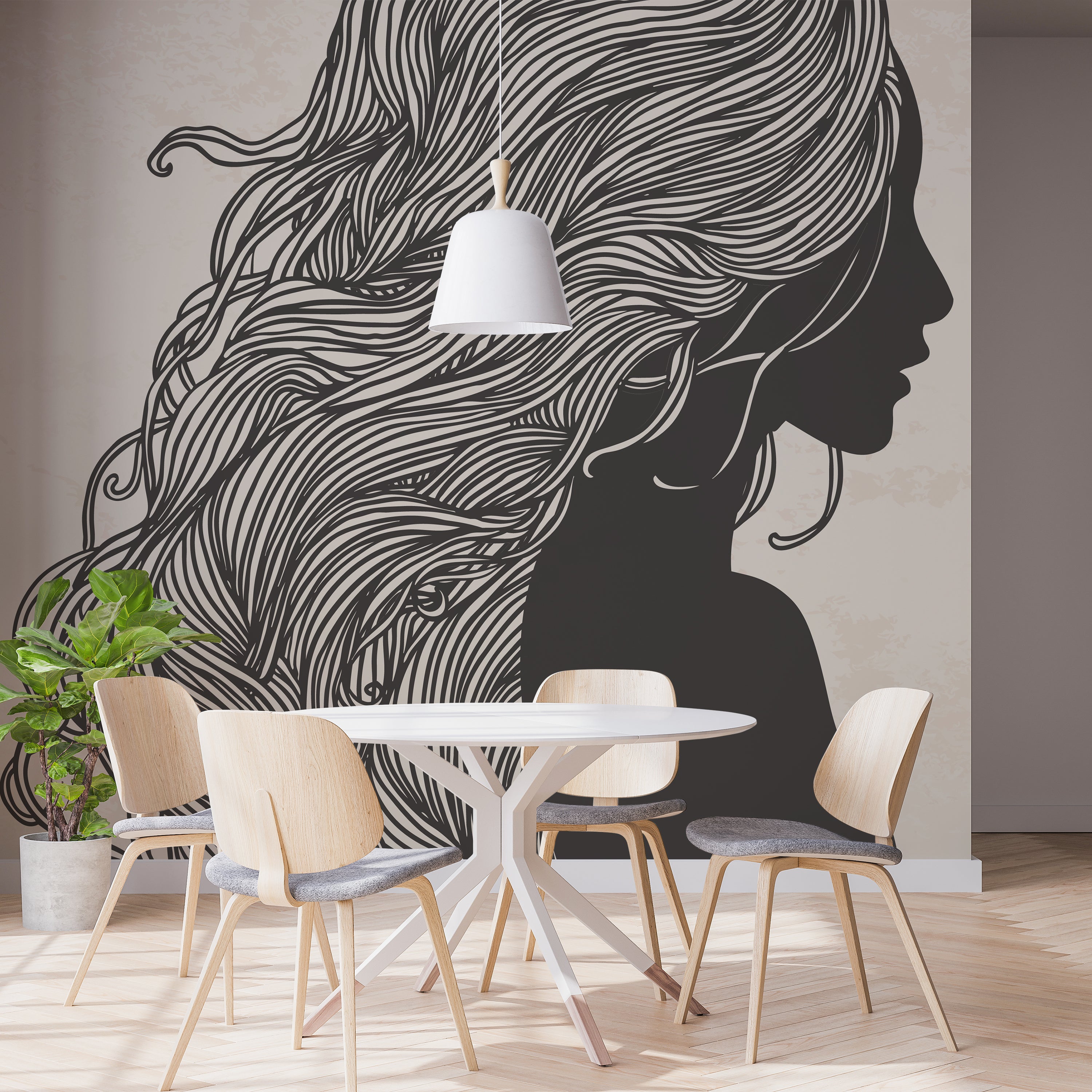 Boho Woman Silhouette Mural Natural Price Comparisons | Compare The Build