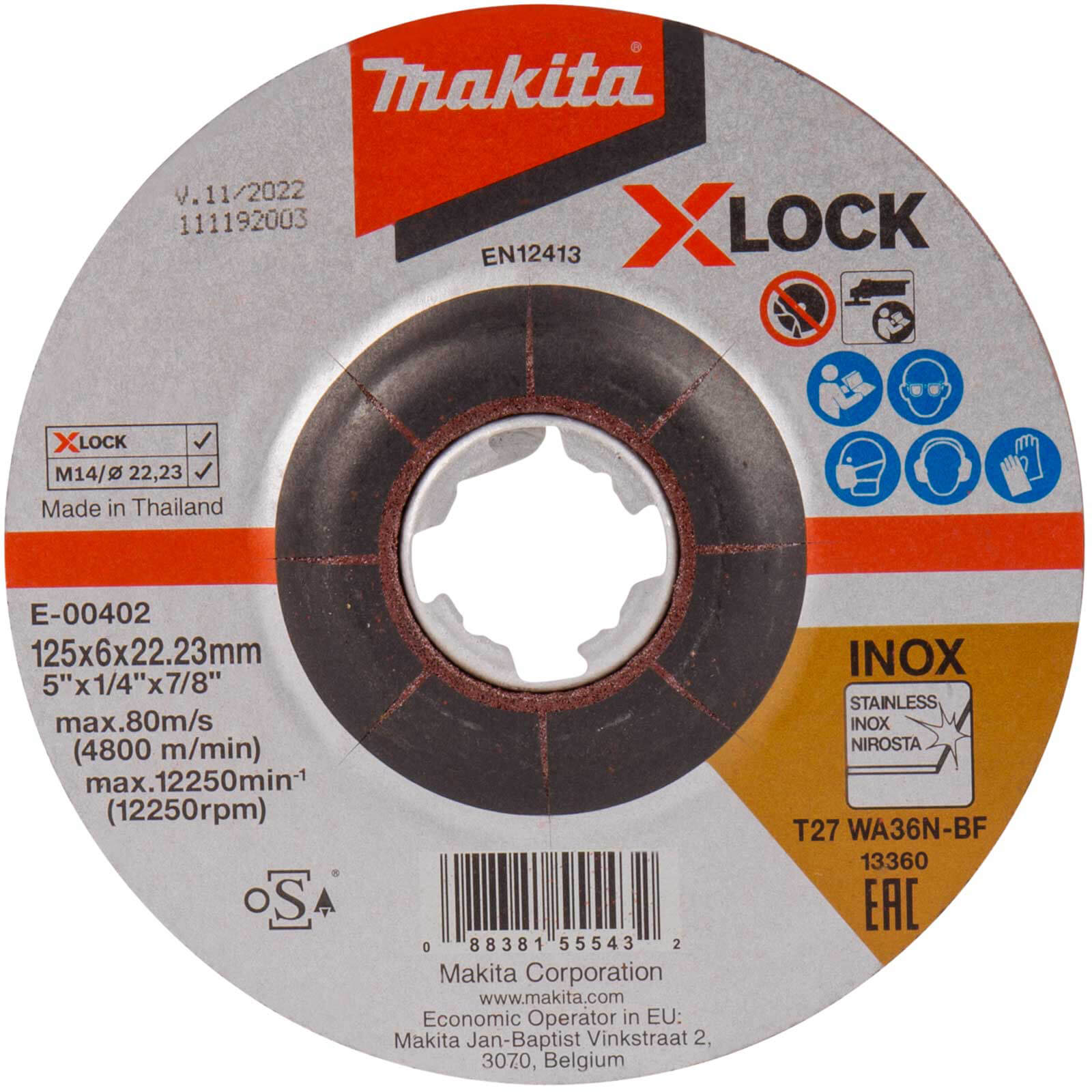 Makita X Lock WA36N Metal Grinding Disc 125mm 6mm 22mm | Compare The Build