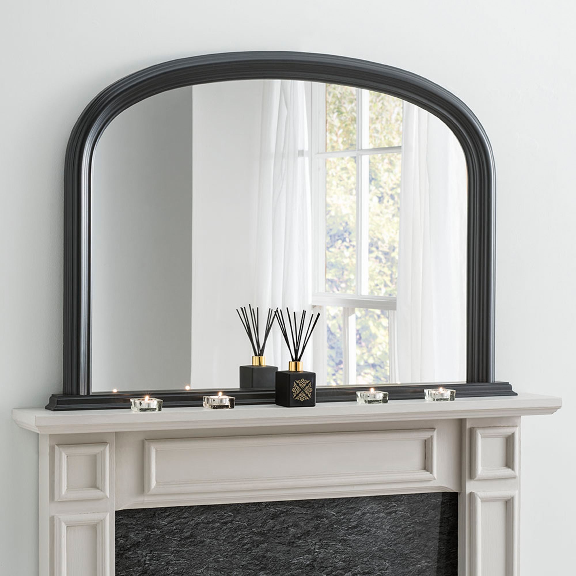 Yearn Contemporary Overmantle Mirror 112x77cm Black Black Price Comparisons | Compare The Build