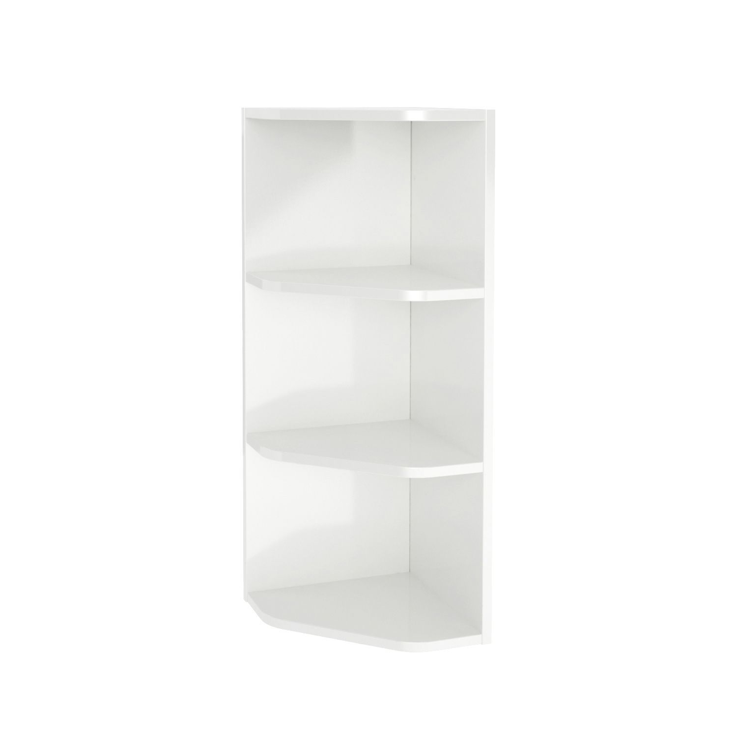 GoodHome Imandra White Gloss Glass & Wood Wall-Mounted Corner Shelf, (L)340mm (D)360mm (H) 900mm Price Comparisons | Compare The Build