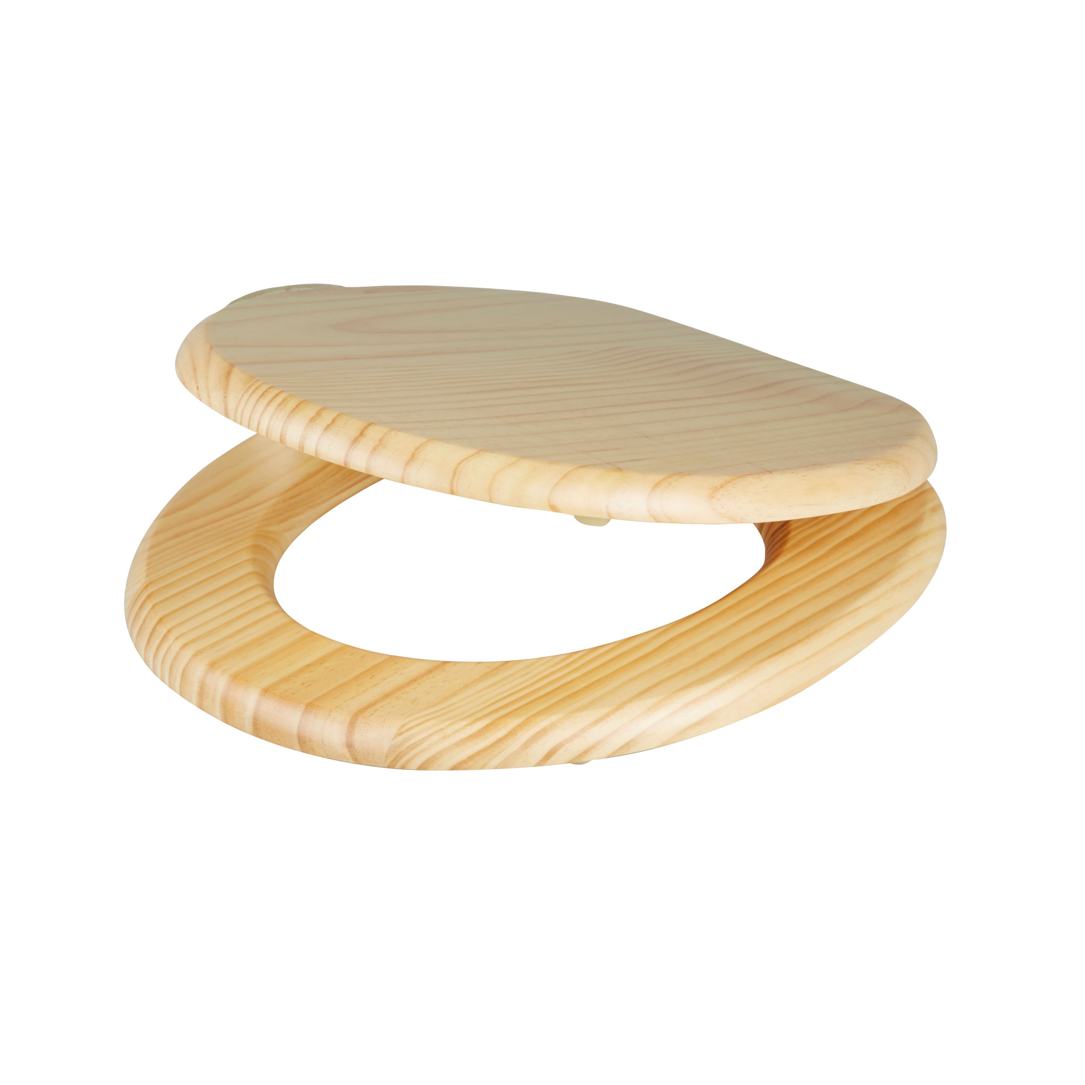 GoodHome Levanto Natural Pine Effect Bottom Fix Standard Close Toilet Seat | Compare The Build