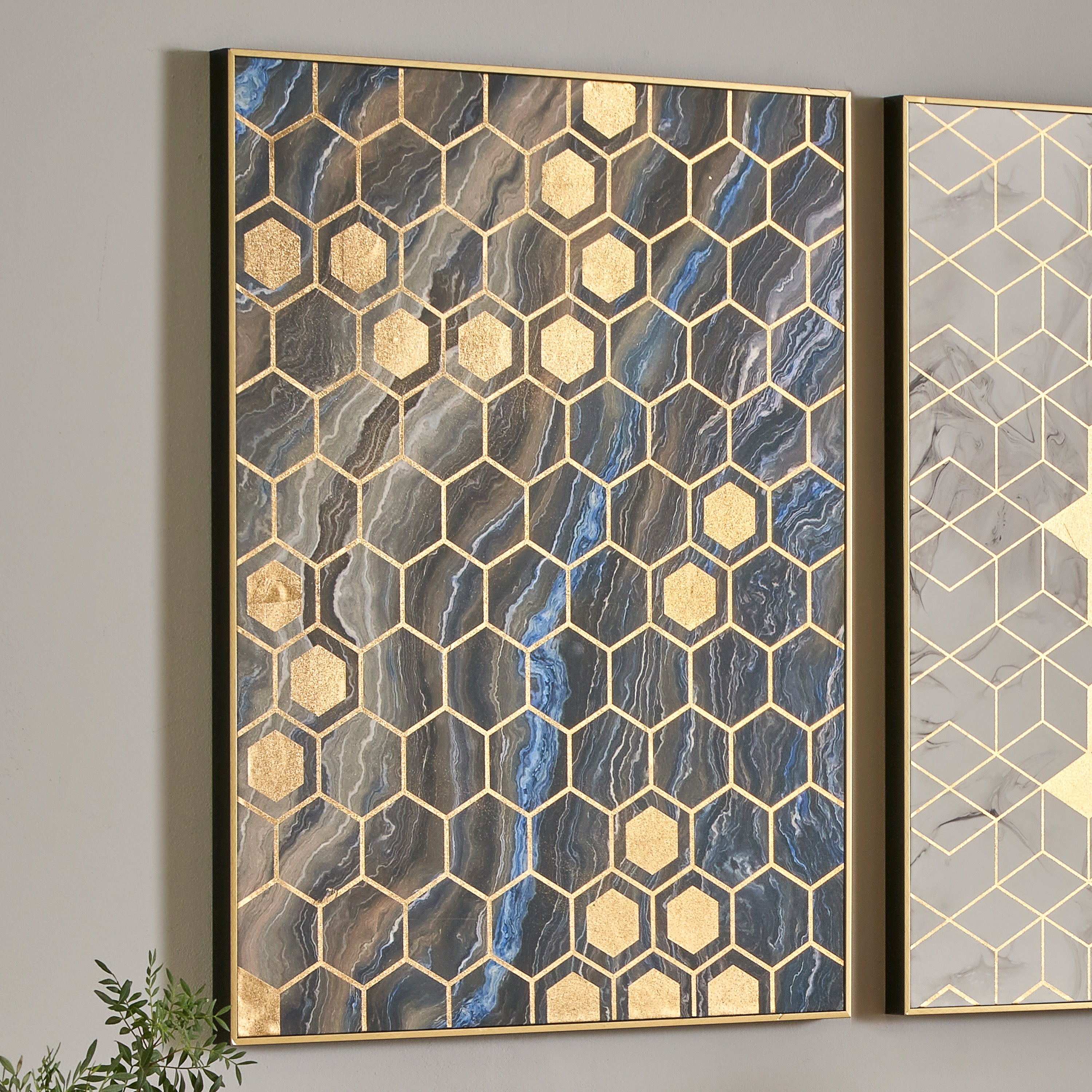 Black Marble Canvas Print With Gold Geo Pattern Black/Gold Price Comparisons | Compare The Build