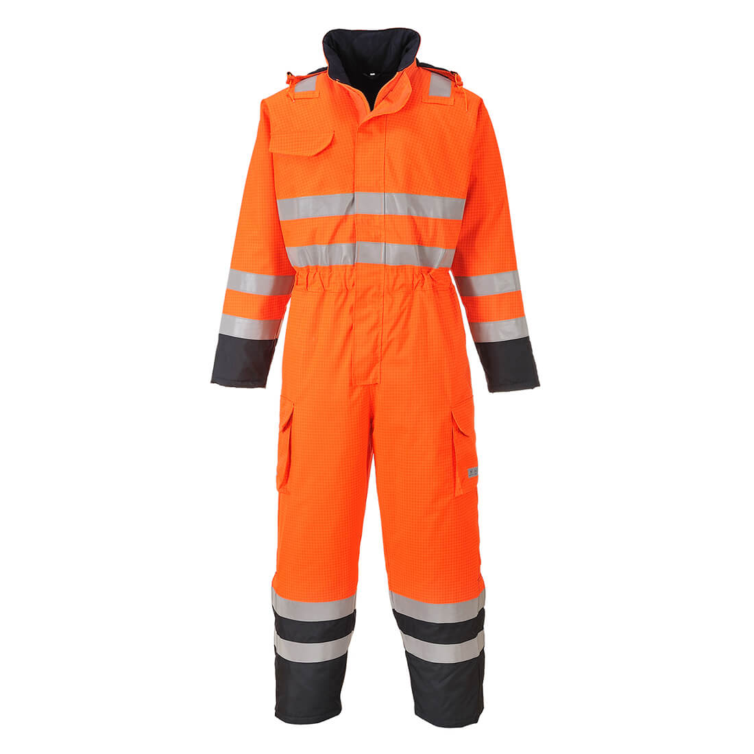 Biz Flame Hi Vis Flame Resistant Rain Multi Coverall Orange / Navy XL | Compare The Build