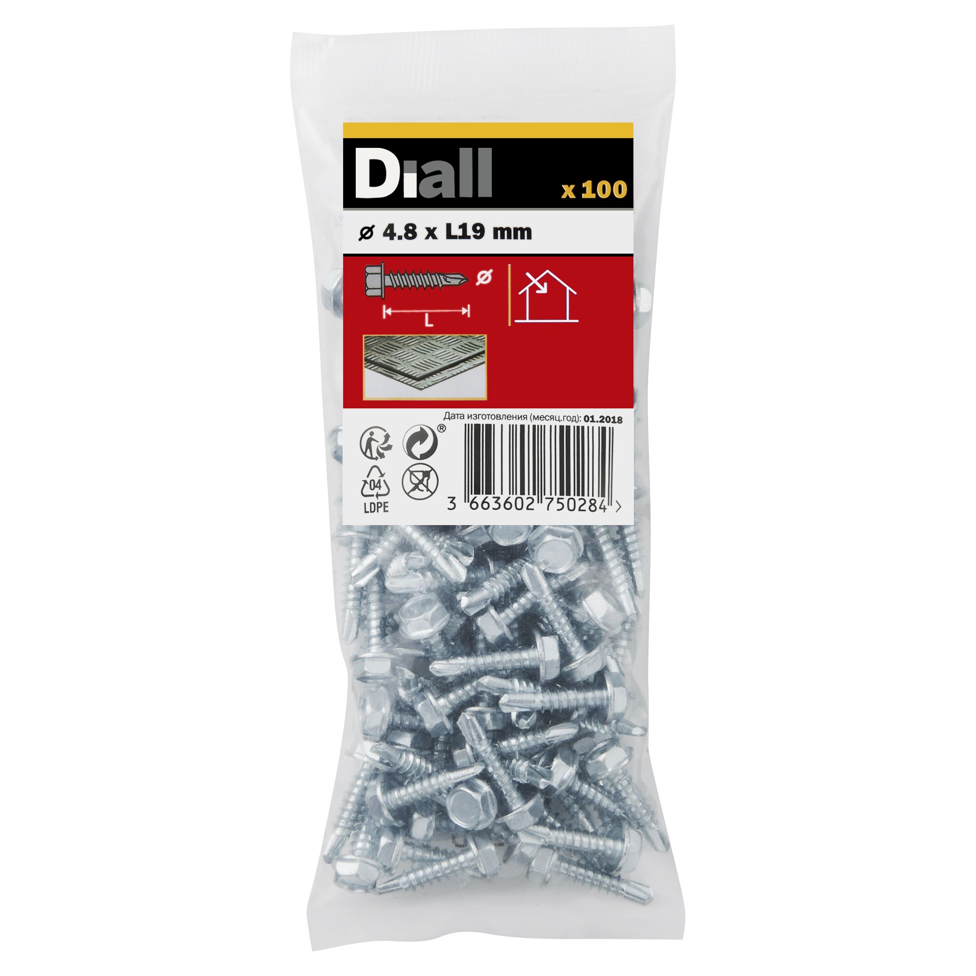 Diall Hex Zinc-Plated Carbon Steel Screw (Dia)4.8mm (L)19mm, Pack Of 100 Price Comparisons | Compare The Build