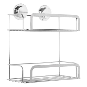 Croydex Stick & Lock™ 2 Tier Chrome Cosmetic Storage Basket - 93 x 255mm | Compare The Build