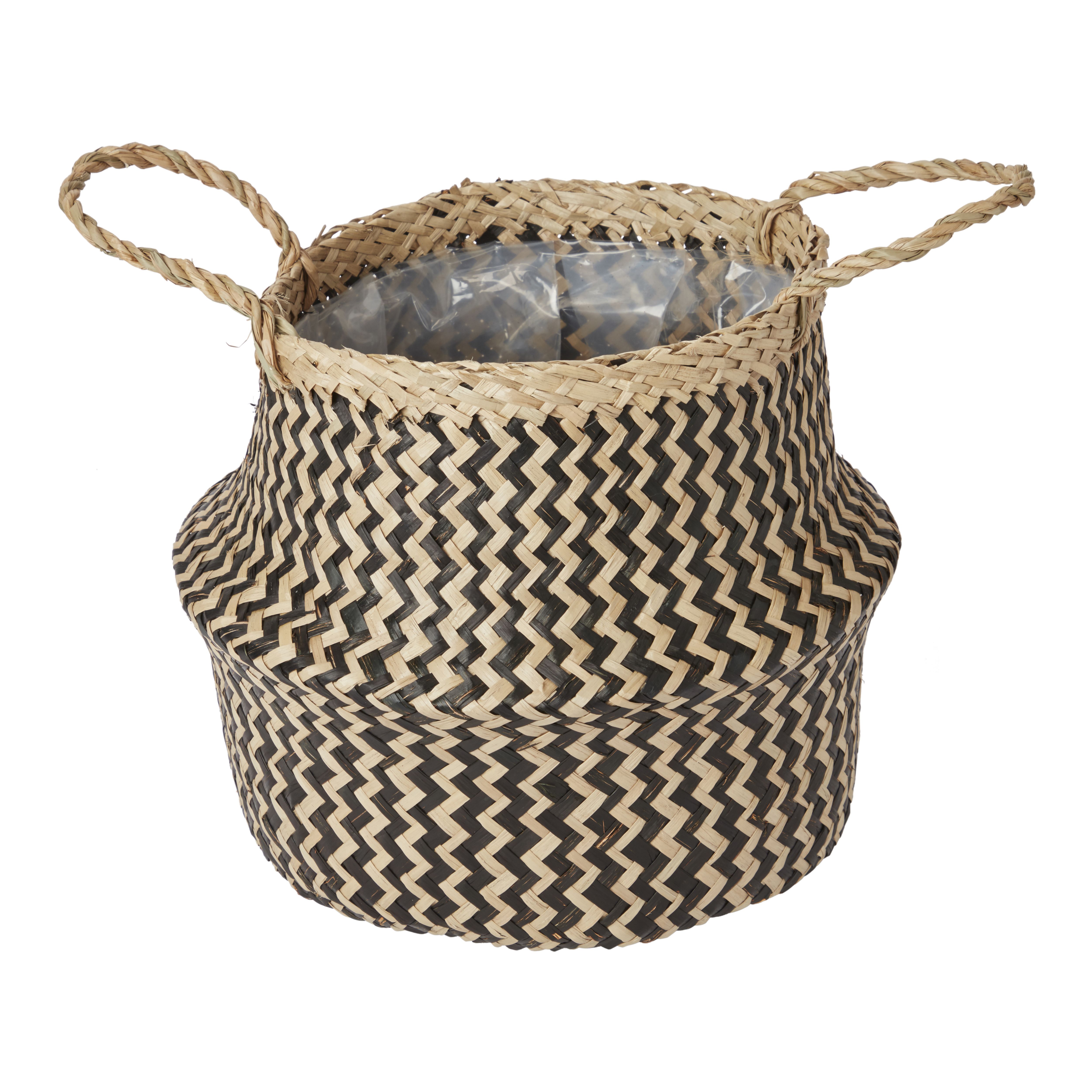 GoodHome Black Seagrass Herringbone Circular Plant Pot (Dia)21Cm Price Comparisons | Compare The Build