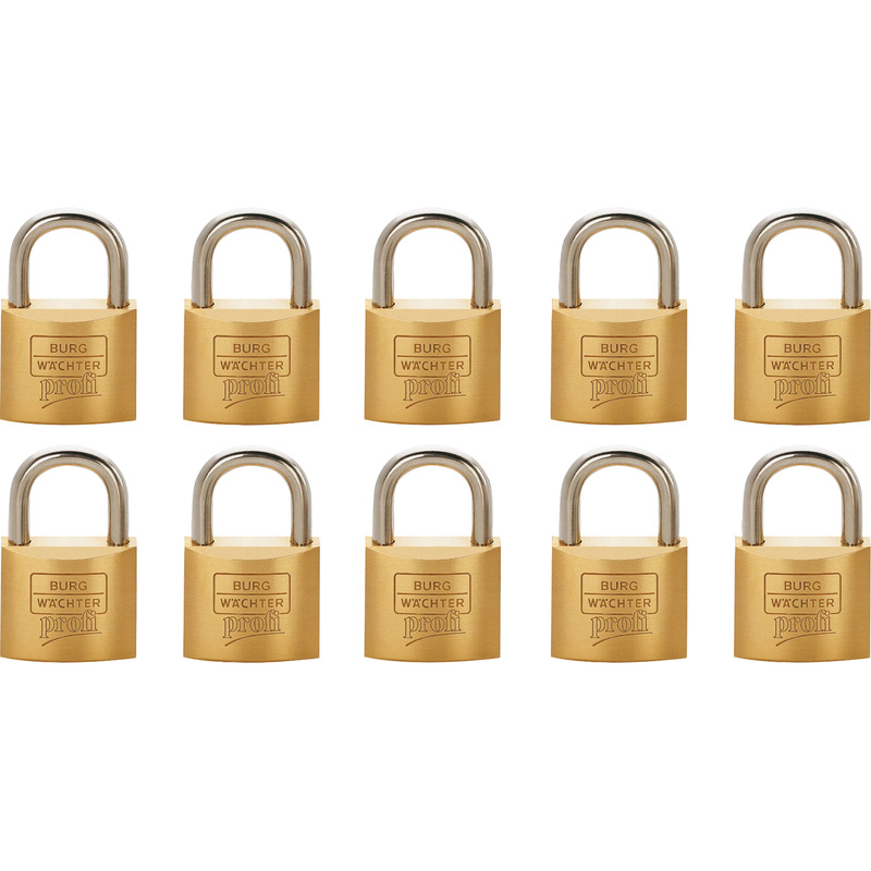 Burg-Wachter PROFI Ni Keyed Alike Padlock Set 30mm (10 Pack) in Brass Price Comparisons | Compare The Build