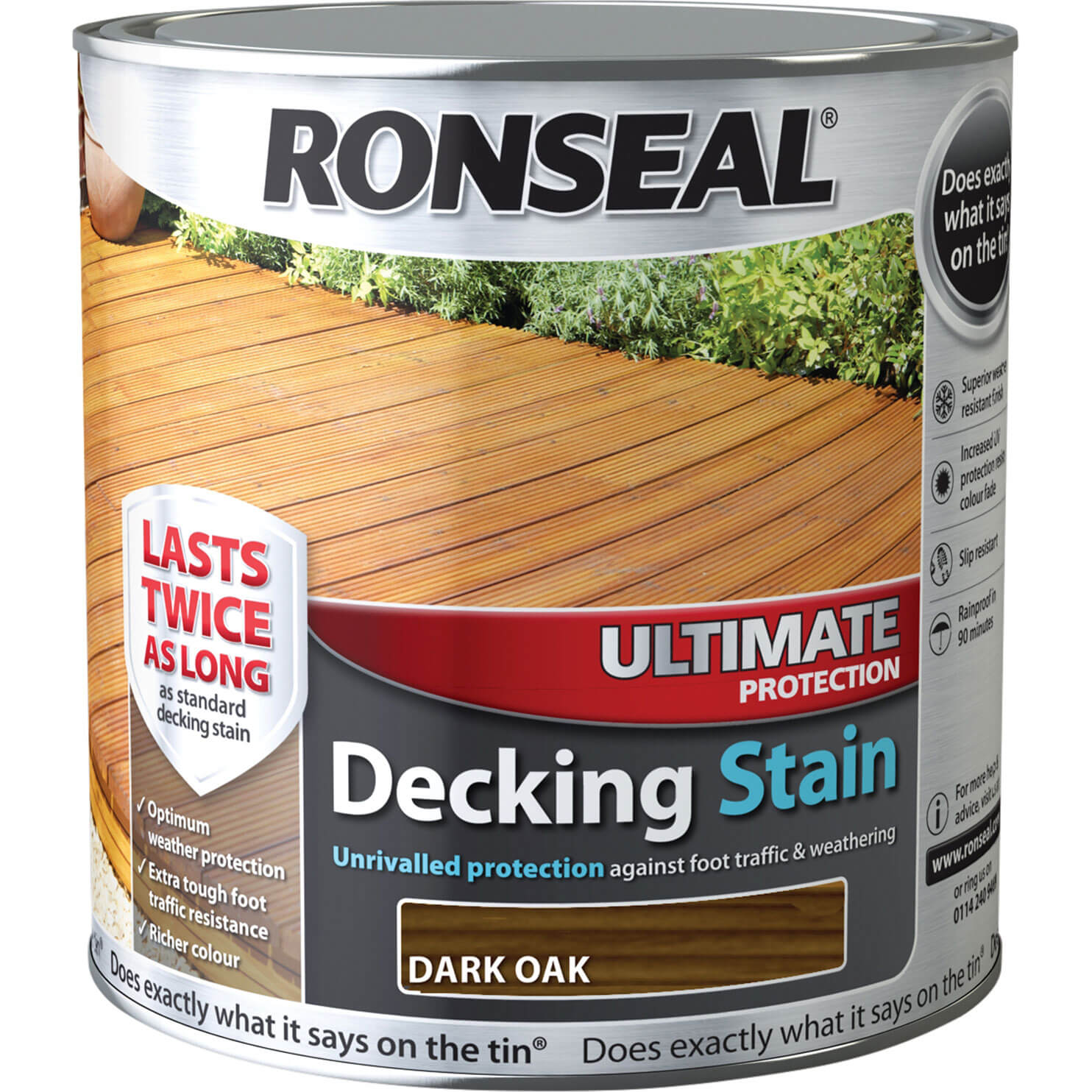 Ronseal Ultimate Dark Oak Matt Decking Wood Stain, 2.5L Price Comparisons | Compare The Build