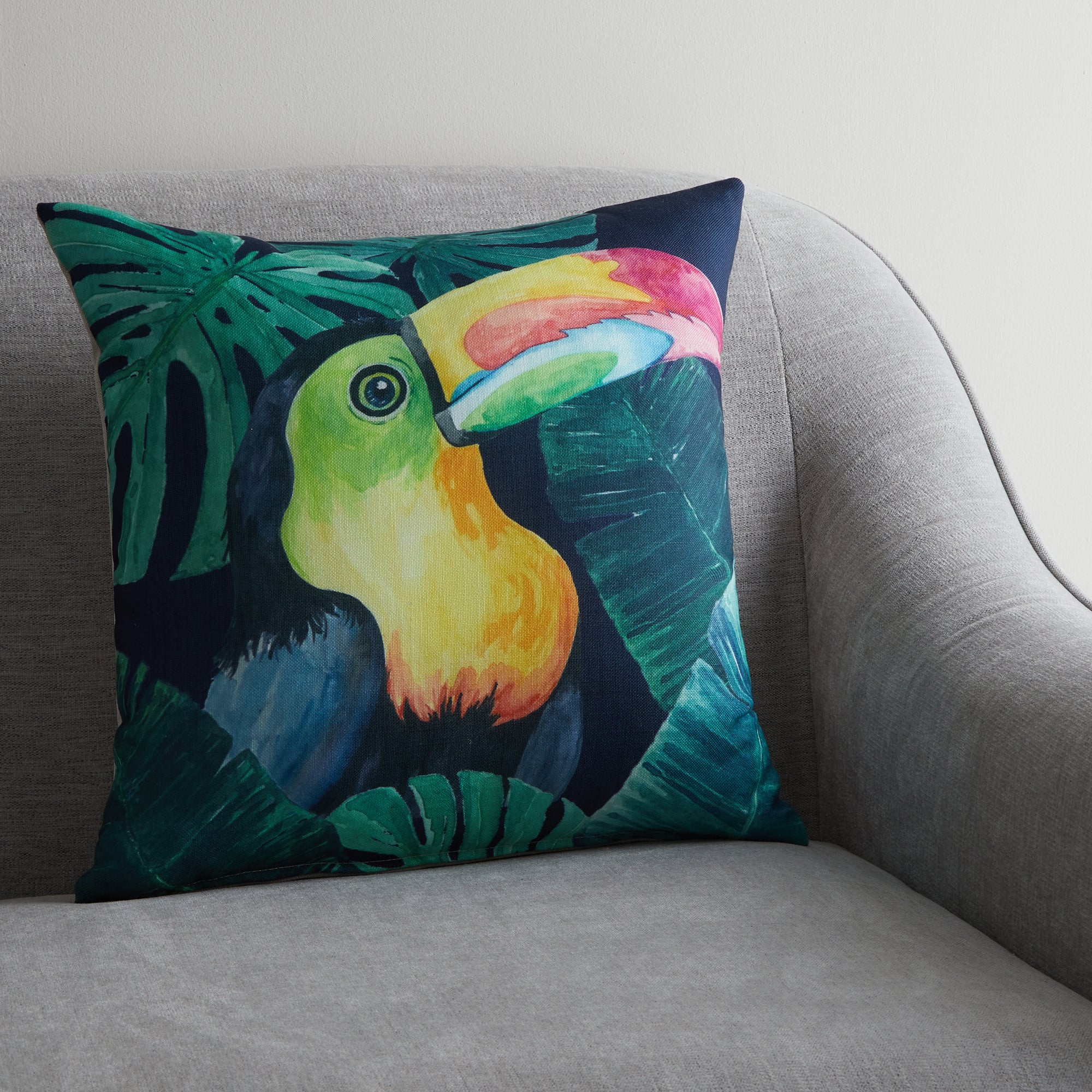 Toucan Jungle Print Cushion Green/Pink/Yellow Price Comparisons | Compare The Build