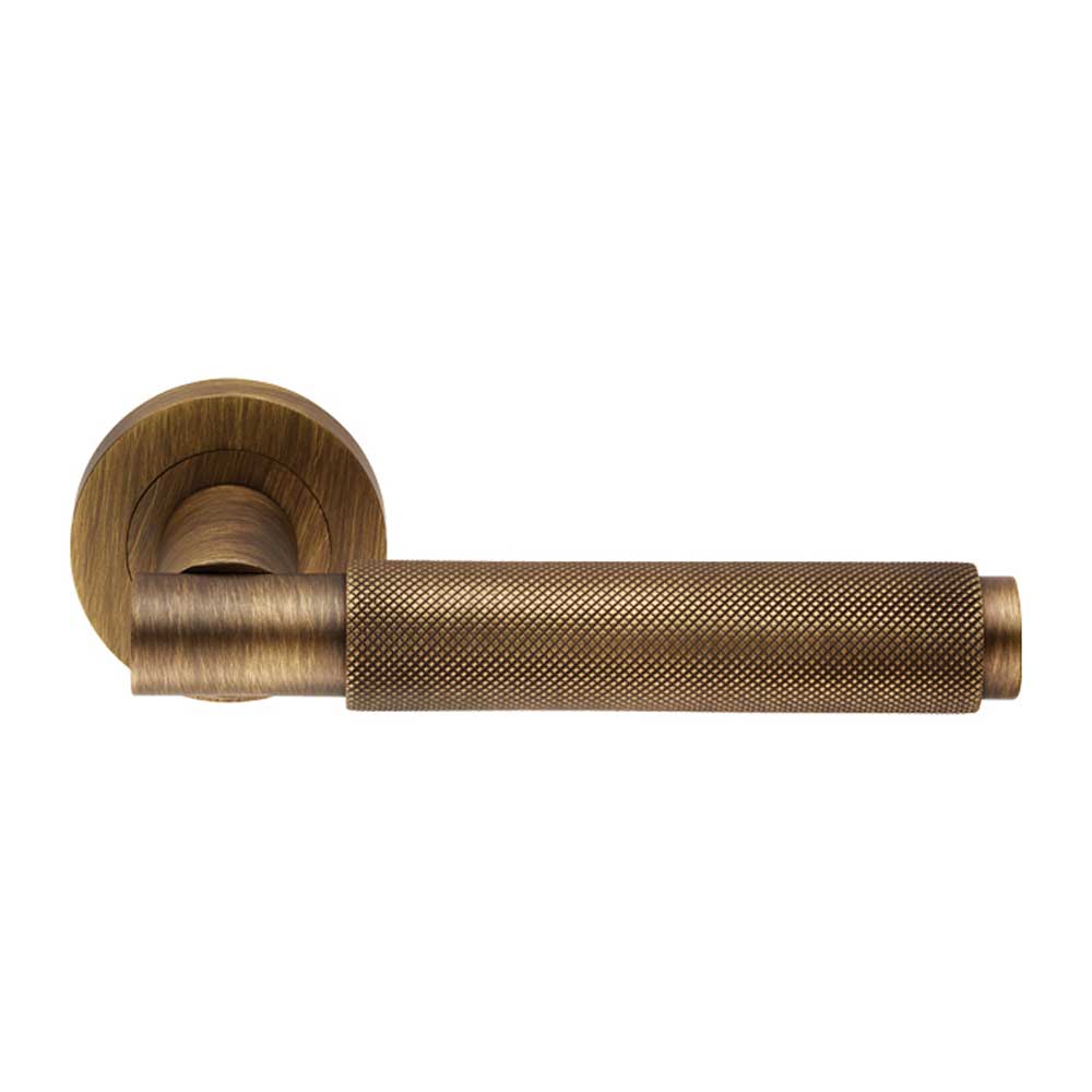 Varese Knurled Lever On Rose Door Handle Antique Brass Price Comparisons | Compare The Build