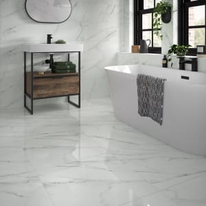 Wickes Calacatta Charm Polished Porcelain Wall & Floor Tile - 600 x 600mm Price Comparisons | Compare The Build